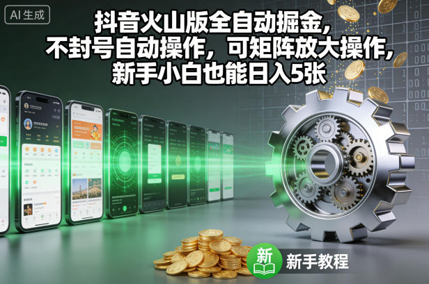 抖音火山版全自动掘金，不封号自动操作，可矩阵放大操作，新手小白也能日入5张【揭秘】| 副业网