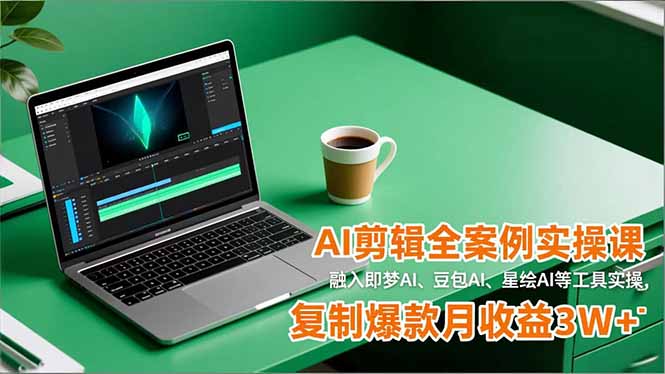 AI剪辑全案例实操课，融入即梦AI、豆包AI、星绘AI等工具实操，复制爆款月收益3W+| 副业网