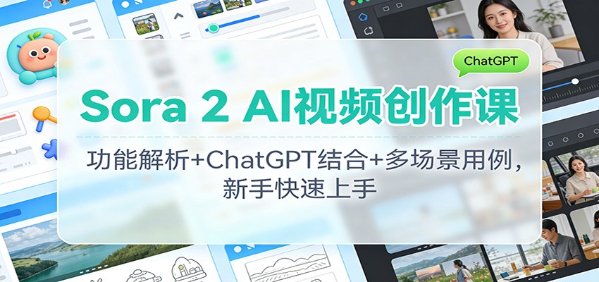 Sora 2 AI视频创作课：功能解析+ChatGPT结合+多场景用例，新手快速上手| 副业网