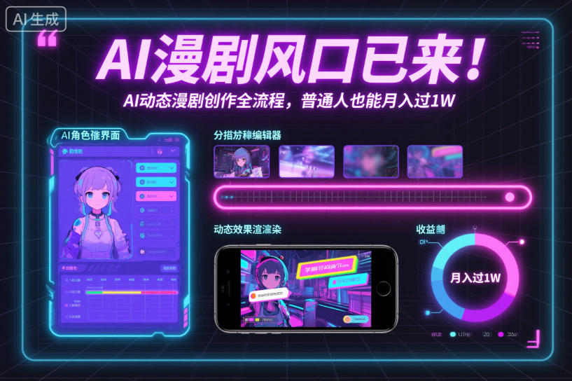 AI漫剧风口已来！AI动态漫剧创作全流程，普通人也能月入过1W| 副业网