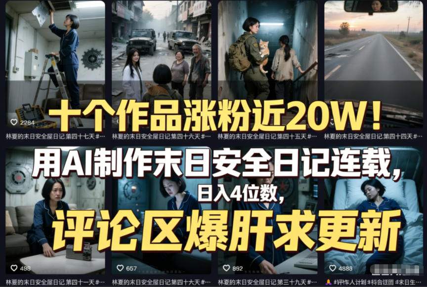 十个作品涨粉近20W！用AI制作末日安全日记连载，日入4位数，评论区爆肝求更新(附详细步骤)| 网创圈