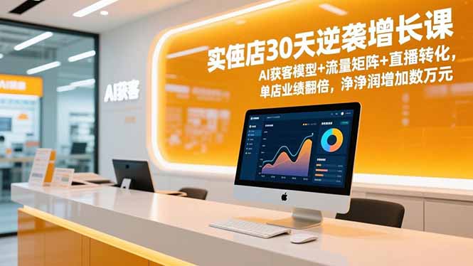 实体店30天逆袭增长课，AI获客模型+流量矩阵+直播转化，单店业绩翻倍，净利润增加数万元| 网创圈