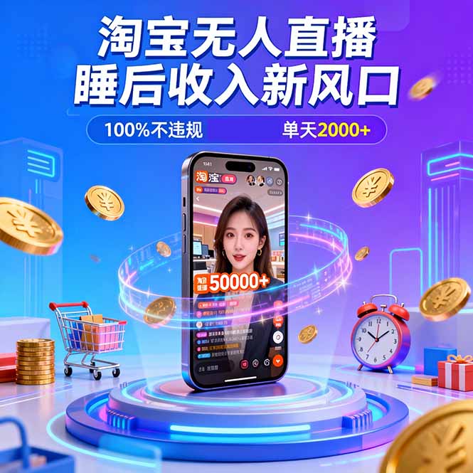 淘宝无人直播，不违规不封号，直播100小时卖了5万，年底旺季！| 副业网