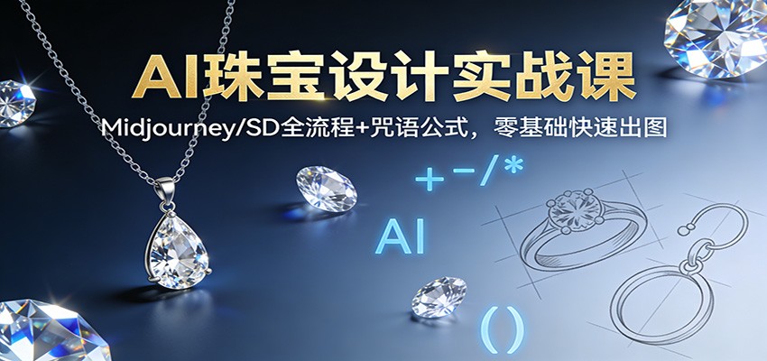 AI珠宝设计实战课：Midjourney/SD全流程+咒语公式，零基础快速出图| 副业网