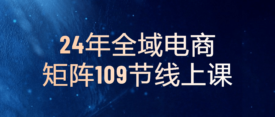 24年全域电商矩阵109节线上课| 网创圈