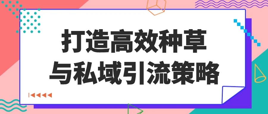 打造高效种草与私域引流策略| 网创圈