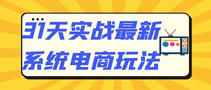 31天实战最新系统电商玩法| 网创圈