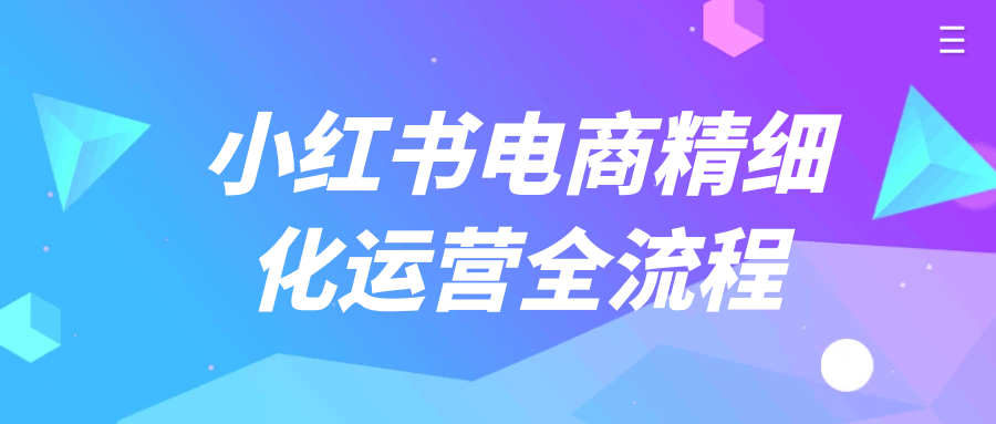 小红书电商精细化运营全流程| 网创圈