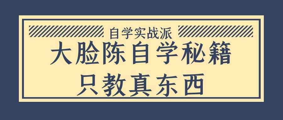 大脸陈自学秘籍只教真东西| 副业网