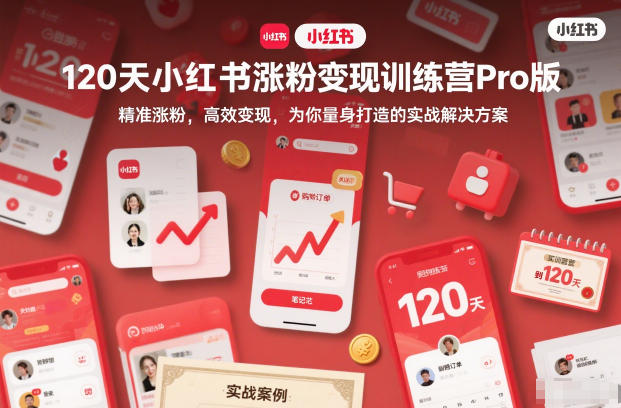 120天小红书涨粉变现训练营Pro版，​精准涨粉，高效变现​，为你量身打造的实战解决方案| 副业网