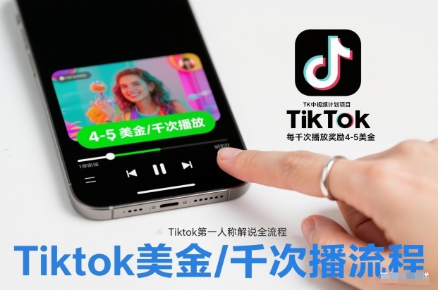 TK中视频计划项目，Tiktok第一人称解说流程，每干次播放奖励4-5美金| 副业网