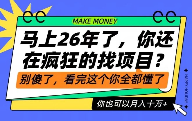 26年了，不要再疯狂的找项目了，看完这个你也可以月入十个W【揭秘】| 副业网