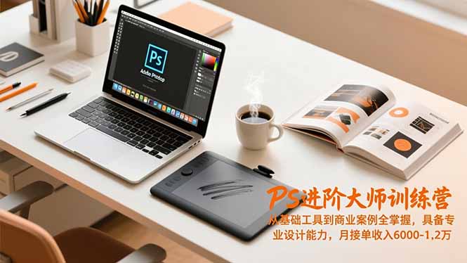 PS进阶大师训练营，从基础工具到商业案例全掌握，具备专业设计能力，月接单收入6000-1.2万| 副业网