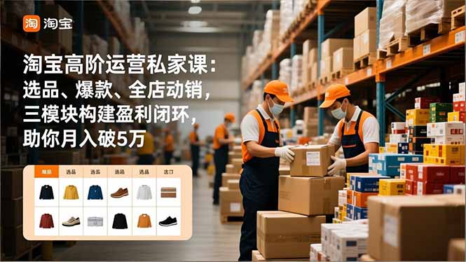 淘宝高阶运营私家课：选品、爆款、全店动销，三模块构建盈利闭环，助你月入破5万| 副业网