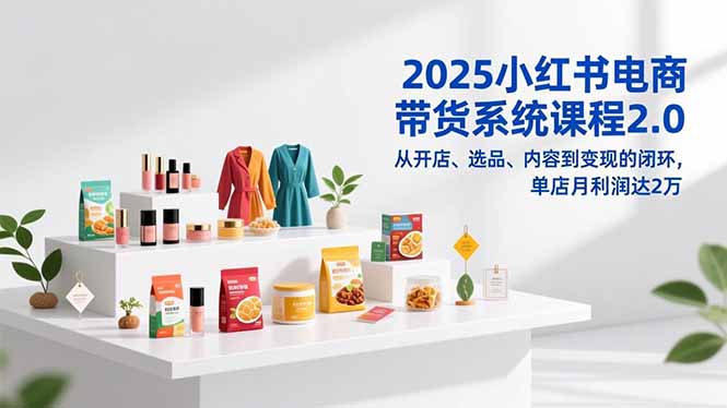 2025小红书电商带货系统课程2.0，从开店、选品、内容到变现的闭环，单店月利润达2万| 副业网