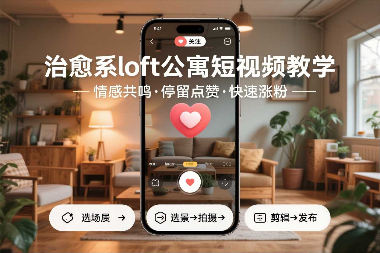 治愈系loft公寓短视频制作教学，情感共鸣引停留点赞关注，快速起号涨粉| 副业网