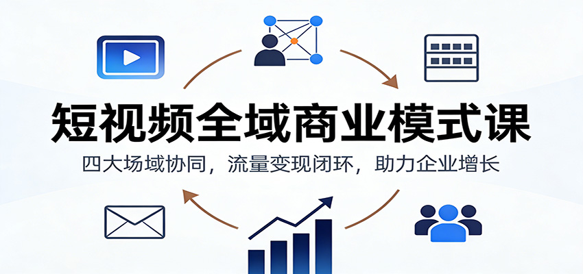 短视频全域商业模式课：四大场域协同，流量变现闭环，助力企业增长| 副业网