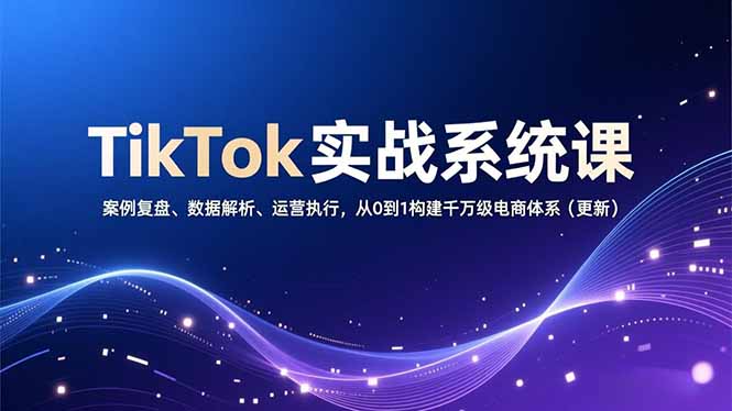 TikTok实战系统课，案例复盘、数据解析、运营执行，从0到1构建千万级电商体系(更新| 副业网
