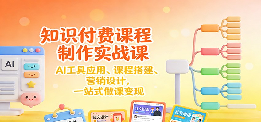 知识付费课程制作实战课：AI工具应用 、课程搭建、营销设计，一站式做课变现| 副业网