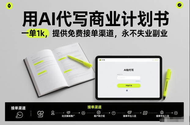 用AI代写商业计划书，一单1k，提供免费接单渠道，永不失业副业| 副业网