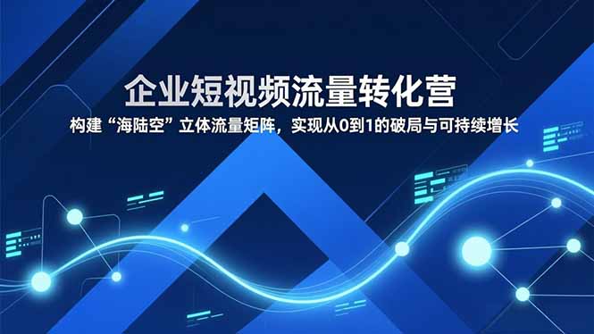 企业短视频流量转化营，构建“海陆空”立体流量矩阵，实现从0到1的破局与可持续增长| 副业网