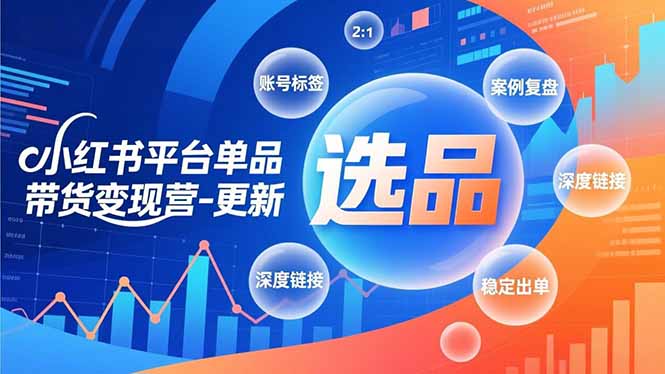 小红书平台单品带货变现营-更新，极致选品、账号标签、案例复盘，深度链接，快速启动稳定出单| 副业网