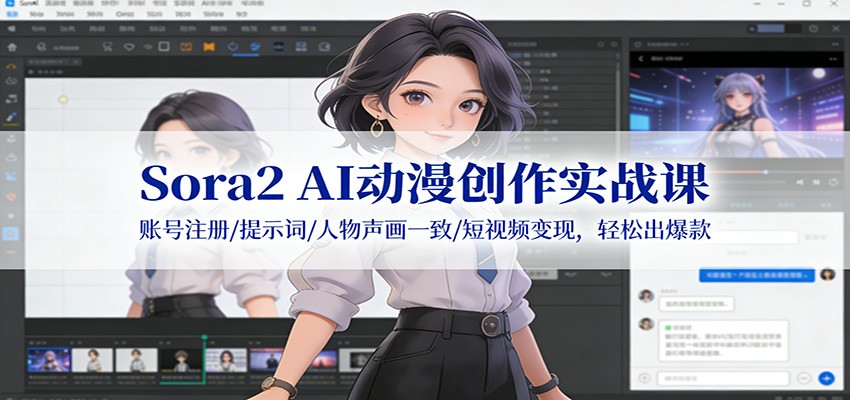 Sora2 AI动漫创作实战课：账号注册/提示词/人物声画一致/短视频变现，轻松出爆款| 副业网