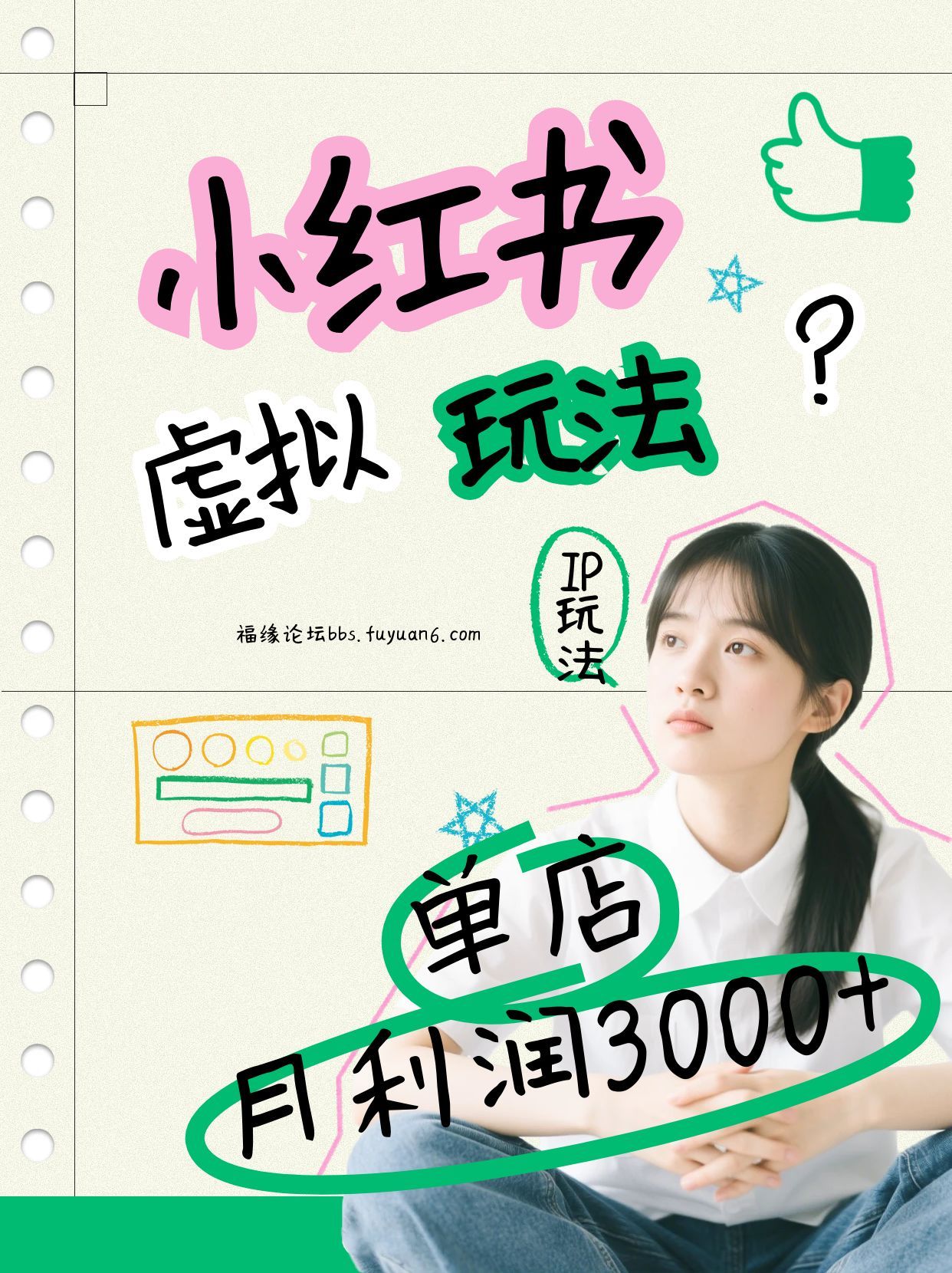 小红书虚拟玩法(铺货流和单品玩法)，单店月利润3000+，IP打法+原创商品(0违规)| 副业网