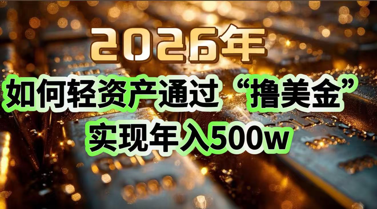2026年如何轻资产通过“撸美金”实现年入500w| 副业网