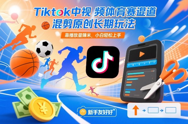 Tiktok中视频体育赛道混剪原创长期玩法，靠播放量賺米，小白轻松上手| 副业网
