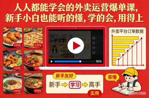 人人都能学会的外卖运营爆单课，新手小白也能听的懂，学的会，用得上| 副业网