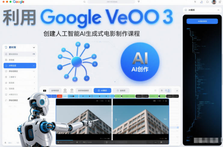 利l用Google Veo 3创建人工智能AI生成式电影制作课程，使用人工智能的力量创建令人惊叹的视频| 副业网