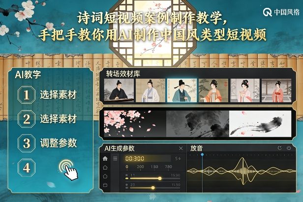 古诗词短视频案例制作教学，手把手教你用AI制作中国风类型短视频| 副业网