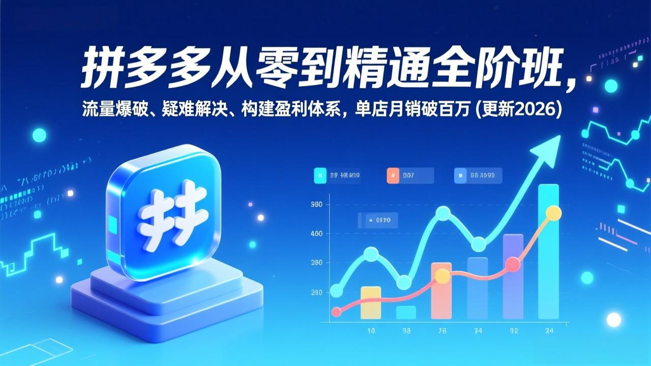 拼多多从零到精通全阶班，流量爆破、疑难解决，构建盈利体系，单店月销破百万(更新2026| 副业网