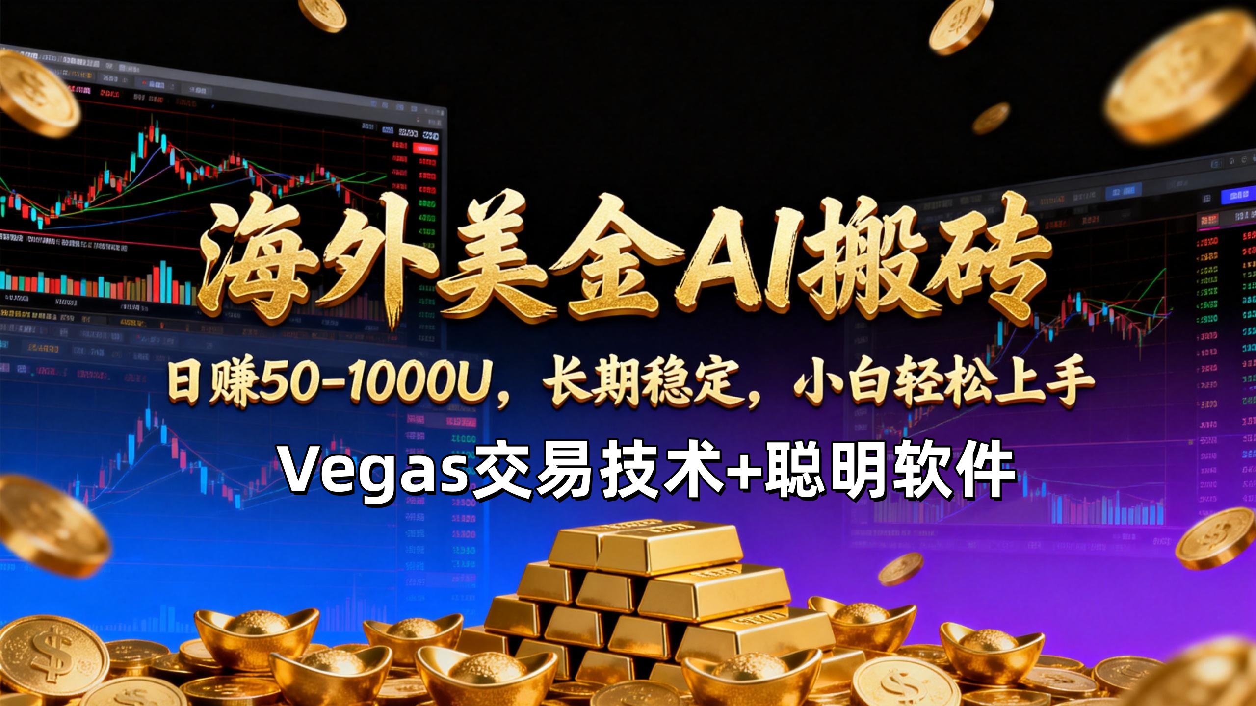 【海外美金AI搬砖】Vegas交易技术+聪明软件，日赚50-1000U，长期稳定，小白轻松上手。| 副业网