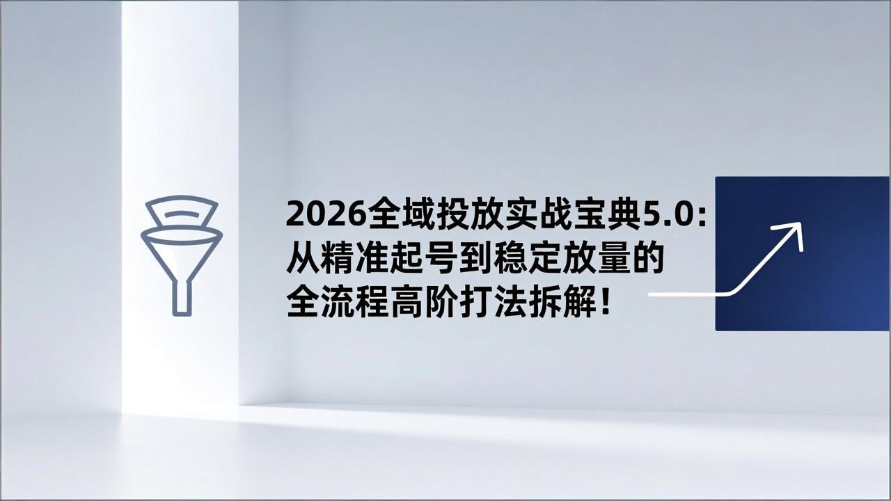 2026全域投放实战宝典5.0：从精准起号到稳定放量的全流程高阶打法拆解！| 副业网