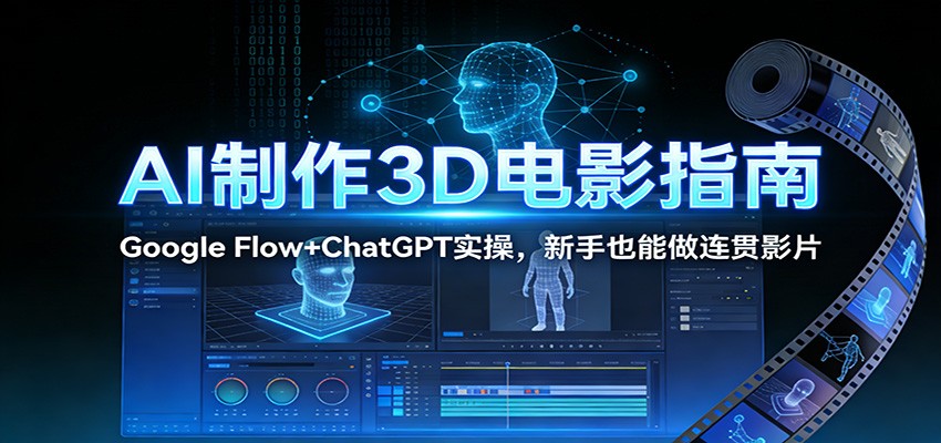 AI制作3D电影指南：Google Flow+ChatGPT实操，新手也能做连贯影片| 副业网