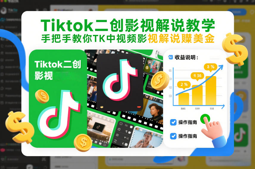 Tiktok二创影视解说教学，手把手教你TK中视频影视解说賺美金(更新26年1月)| 副业网