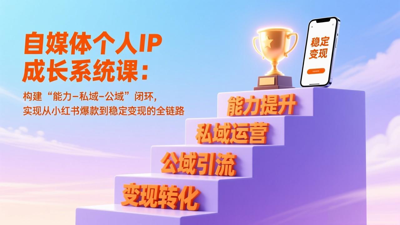 自媒体个人IP成长系统课：构建“能力-私域-公域”闭环，实现从小红书爆款到稳定变现的全链路| 副业网