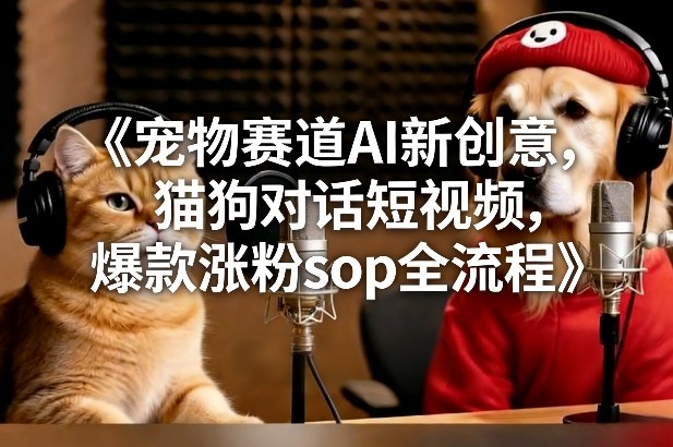 宠物赛道AI新创意，猫狗对话短视频，爆款涨粉sop全流程| 副业网