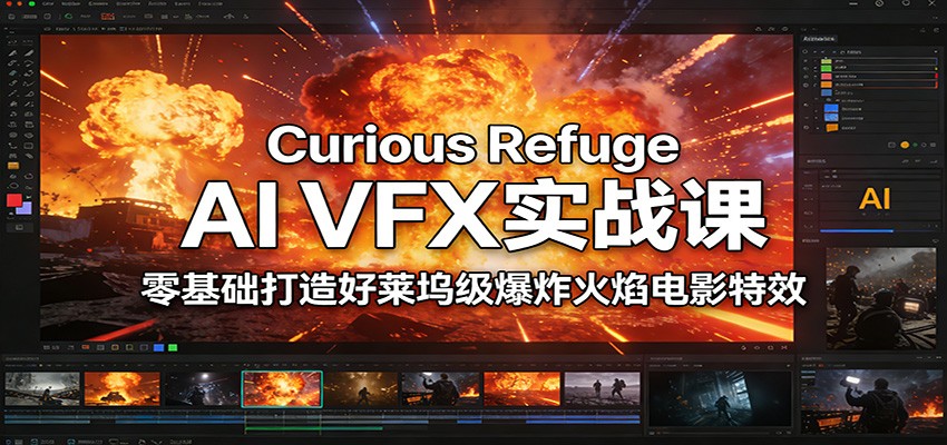 Curious Refuge AI VFX实战课，零基础打造好莱坞级爆炸火焰电影特效| 副业网