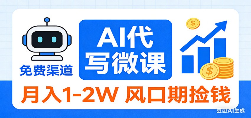 2026告别打工！AI 代写微课，提供免费渠道，月入 1-2W 风口期捡钱| 副业网