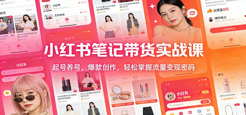 小红书笔记带货实战课：起号养号，爆款创作，轻松掌握流量变现密码| 副业网