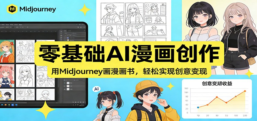 零基础AI漫画创作：用Midjourney画漫画书，轻松实现创意变现| 副业网