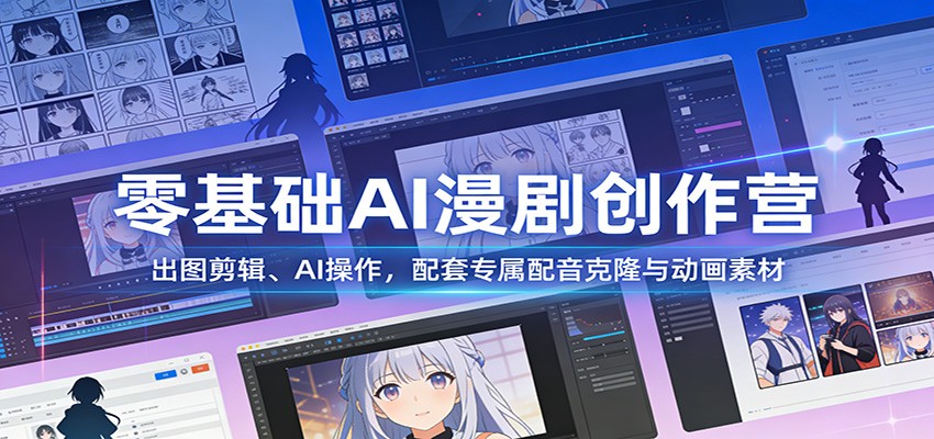 零基础AI漫剧创作营：出图剪辑、AI操作，配套专属配音克隆与动画素材| 副业网
