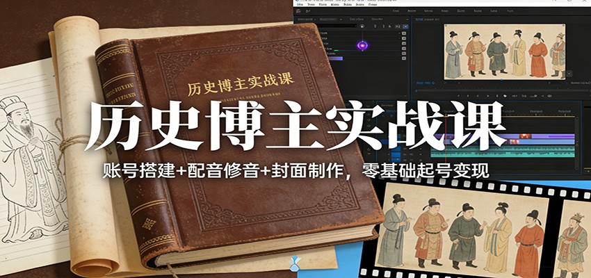 历史博主实战课：账号搭建+配音修音+封面制作，零基础起号变现| 副业网