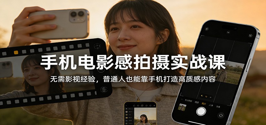 手机电影感拍摄实战课：无需影视经验，普通人也能靠手机打造高质感内容| 副业网