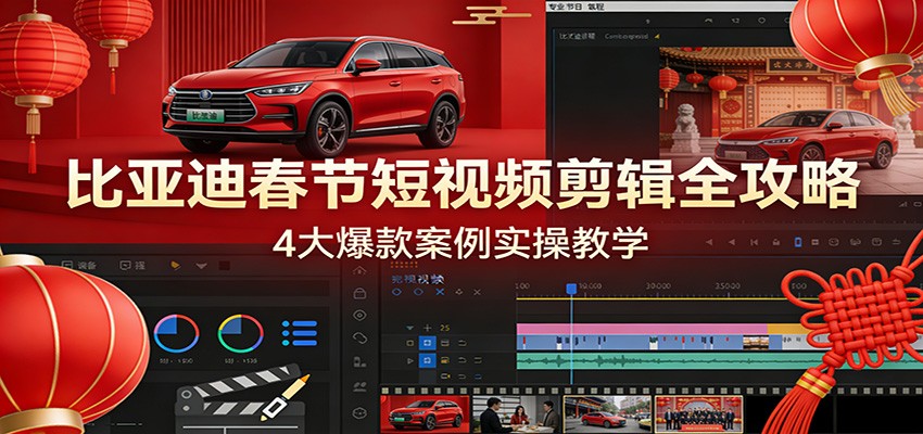 比亚迪春节短视频剪辑全攻略，4大爆款案例实操教学| 副业网