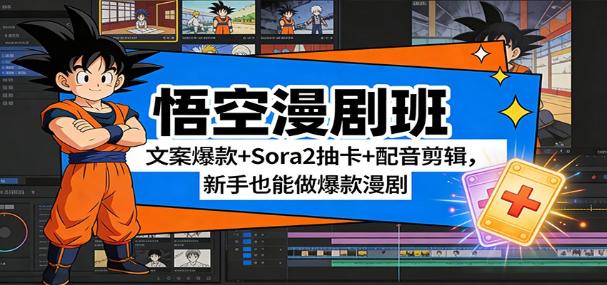 悟空漫剧班：文案爆款+Sora2抽卡+配音剪辑，新手也能做爆款漫剧| 副业网