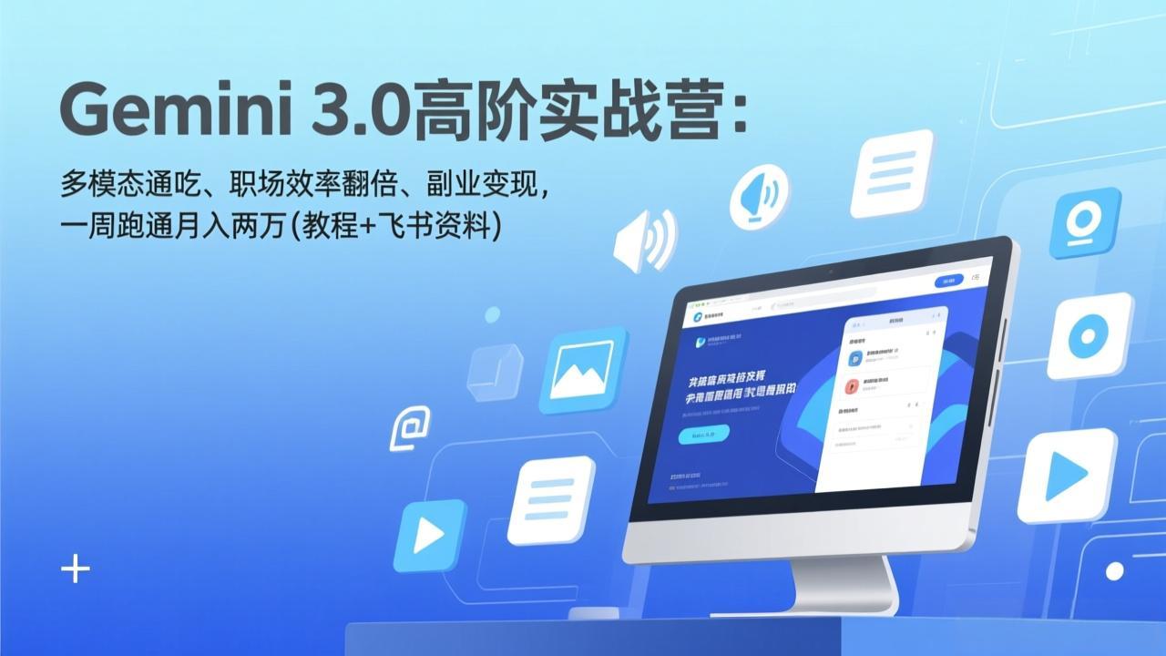 Gemini 3.0高阶实战营：多模态通吃、职场效率翻倍、副业变现，一周跑通月入两万(教程+飞书资料| 副业网